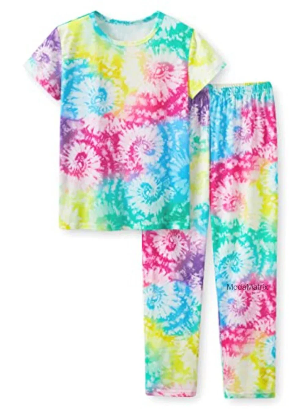 Girls Pajama Set Short/Long Sleeve Pants Size 6-18 Polyester Soft Stretch